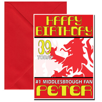 Personalised Retro Middlesbrough Logo Football Birthday Card