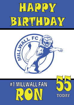 Personalised Retro Millwall Logo Football Birthday Card