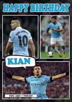 Personalised Sergio Aguero Man City Football Birthday Card Personalised Sergio Aguero Man City Football Birthday Card