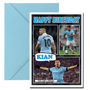 Personalised Sergio Aguero Man City Football Birthday Card Personalised Sergio Aguero Man City Football Birthday Card