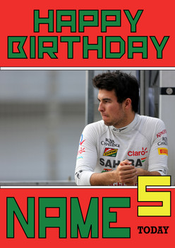 Personalised Sergio Perez 4 Football Birthday Card