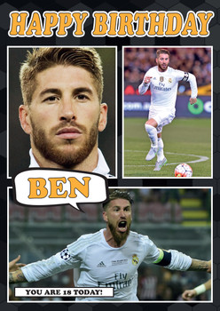 Personalised Sergio Ramos Real Madrid Football Birthday Card Personalised Sergio Ramos Real Madrid Football Birthday Card