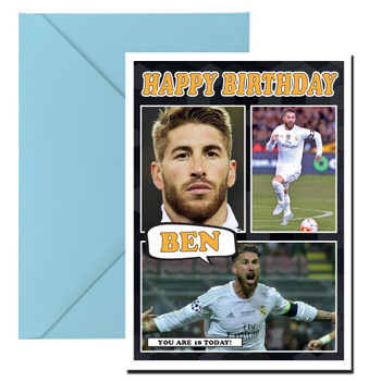 Personalised Sergio Ramos Real Madrid Football Birthday Card Personalised Sergio Ramos Real Madrid Football Birthday Card