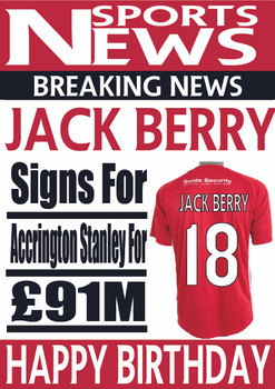 Personalised Signs For Accrington Stanley Football Birthday Card