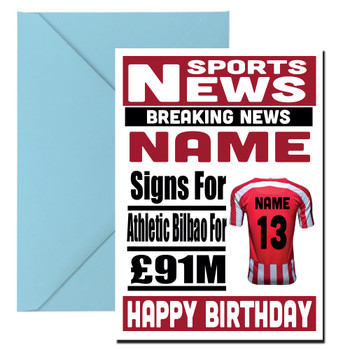 Personalised Signs For Athletic Bilbao Football Birthday Card