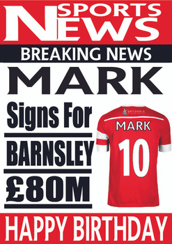 Personalised Signs For Barnsley Football Birthday Card Personalised Signs For Barnsley Football Birthday Card