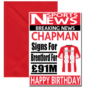 Personalised Signs For Brentford Football Birthday Card Personalised Signs For Brentford Football Birthday Card