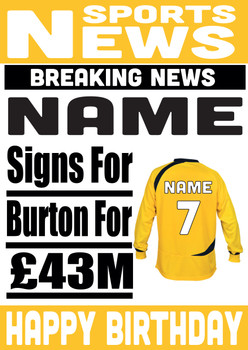 Personalised Signs For Burton Football Birthday Card Personalised Signs For Burton Football Birthday Card