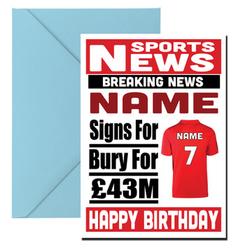 Personalised Signs For Bury Football Birthday Card