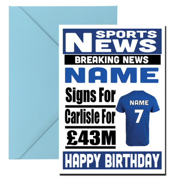 Personalised Signs For Carlisle Football Birthday Card