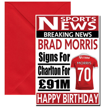 Personalised Signs For Charlton Football Birthday Card Personalised Signs For Charlton Football Birthday Card