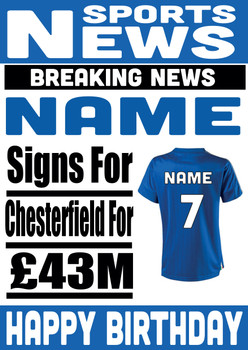 Personalised Signs For Chesterfield Football Birthday Card Personalised Signs For Chesterfield Football Birthday Card