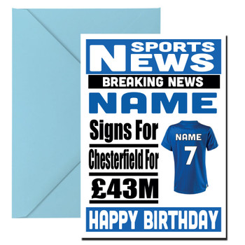 Personalised Signs For Chesterfield Football Birthday Card Personalised Signs For Chesterfield Football Birthday Card