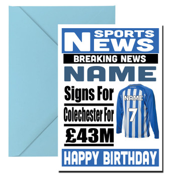 Personalised Signs For Colechester Football Birthday Card