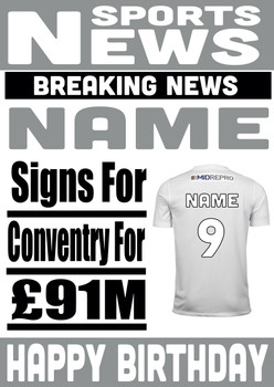 Personalised Signs For Conventry Football Birthday Card