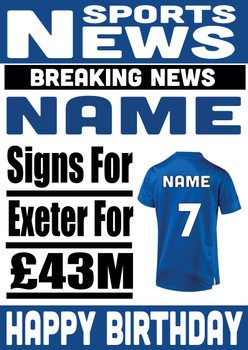 Personalised Signs For Exeter Football Birthday Card