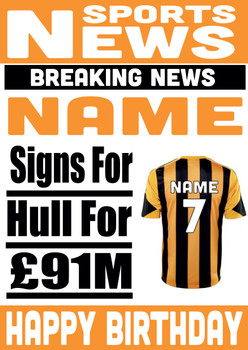 Personalised Signs For Hull Football Birthday Card