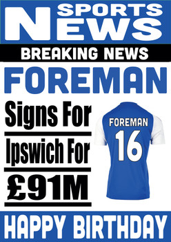 Personalised Signs For Ipswitch Football Birthday Card