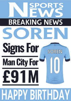 Personalised Signs For Man City Football Birthday Card Personalised Signs For Man City Football Birthday Card