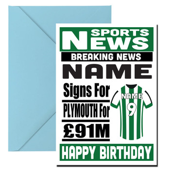 Personalised Signs For Plymouth Football Birthday Card