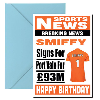 Personalised Signs For Port Vale Football Birthday Card