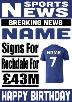 Personalised Signs For Rochdale Football Birthday Card Personalised Signs For Rochdale Football Birthday Card