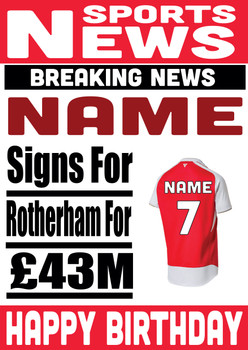Personalised Signs For Rotherham Football Birthday Card Personalised Signs For Rotherham Football Birthday Card