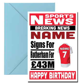 Personalised Signs For Rotherham Football Birthday Card Personalised Signs For Rotherham Football Birthday Card