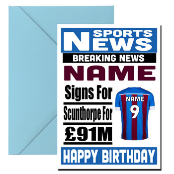 Personalised Signs For Scunthorpe Football Birthday Card
