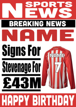 Personalised Signs For Stevenage Football Birthday Card Personalised Signs For Stevenage Football Birthday Card