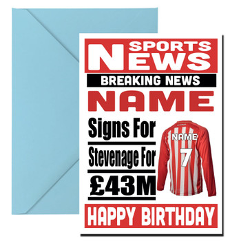 Personalised Signs For Stevenage Football Birthday Card Personalised Signs For Stevenage Football Birthday Card