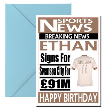 Personalised Signs For Swansea City Football Birthday Card Personalised Signs For Swansea City Football Birthday Card