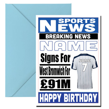 Personalised Signs For West Bromwich Football Birthday Card Personalised Signs For West Bromwich Football Birthday Card