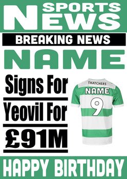 Personalised Signs For Yeovil Football Birthday Card