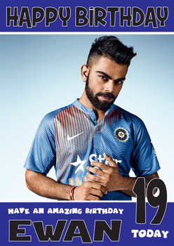 Personalised Virat Kohli India Bm Football Birthday Card