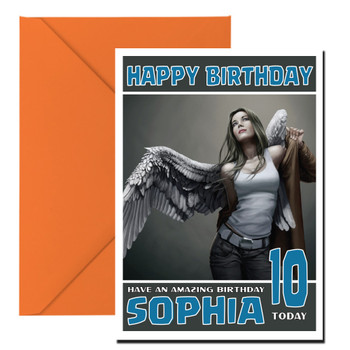 Personalised Angels Wings Celebrity Birthday Card