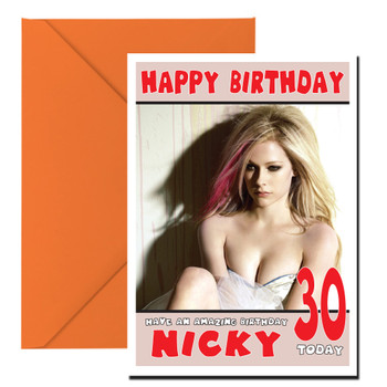 Personalised Avril Lavigne 2 Celebrity Birthday Card