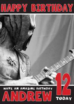 Personalised Behemoth Guitar Bw Mask Celebrity Birthday Card