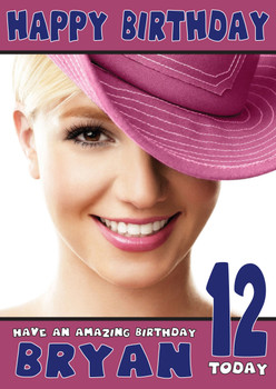 Personalised Britney Spears 1 Celebrity Birthday Card