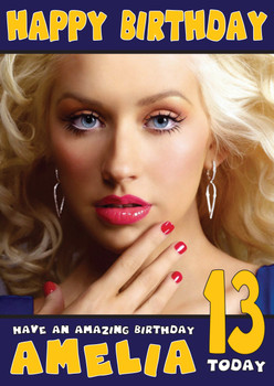Personalised Christina Aguilera 2 Celebrity Birthday Card Personalised Christina Aguilera 2 Celebrity Birthday Card