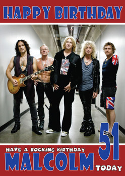 Personalised Def Leppard 1 Music Birthday Card