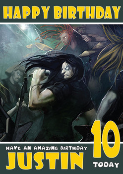 Personalised Dethklok Celebrity Birthday Card