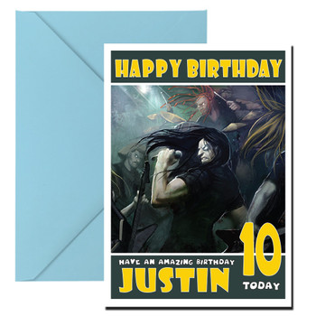 Personalised Dethklok Celebrity Birthday Card