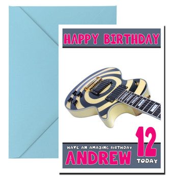 Personalised Gibson Guitar Music Birthday Card