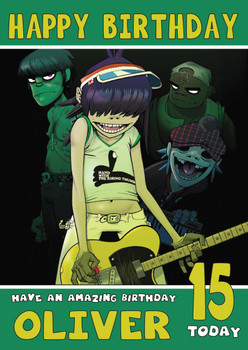Personalised Gorillaz Music Birthday Card Personalised Gorillaz Music Birthday Card