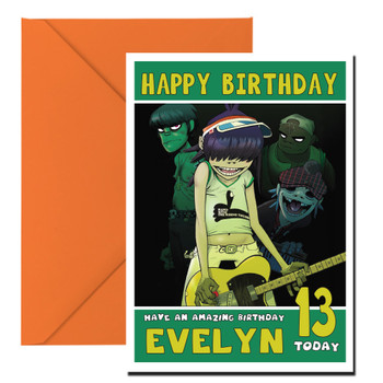 Personalised Gorillaz Music Birthday Card Personalised Gorillaz Music Birthday Card