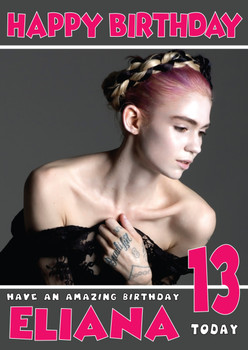 Personalised Grimes 1 Celebrity Birthday Card