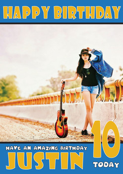 Personalised Guitar Girl Celebrity Birthday Card Personalised Guitar Girl Celebrity Birthday Card