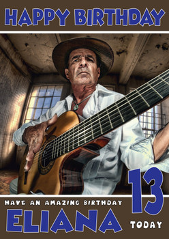 Personalised Guitar Male Celebrity Birthday Card
