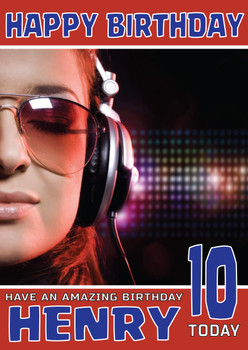 Personalised Headphones Women Celebrity Birthday Card